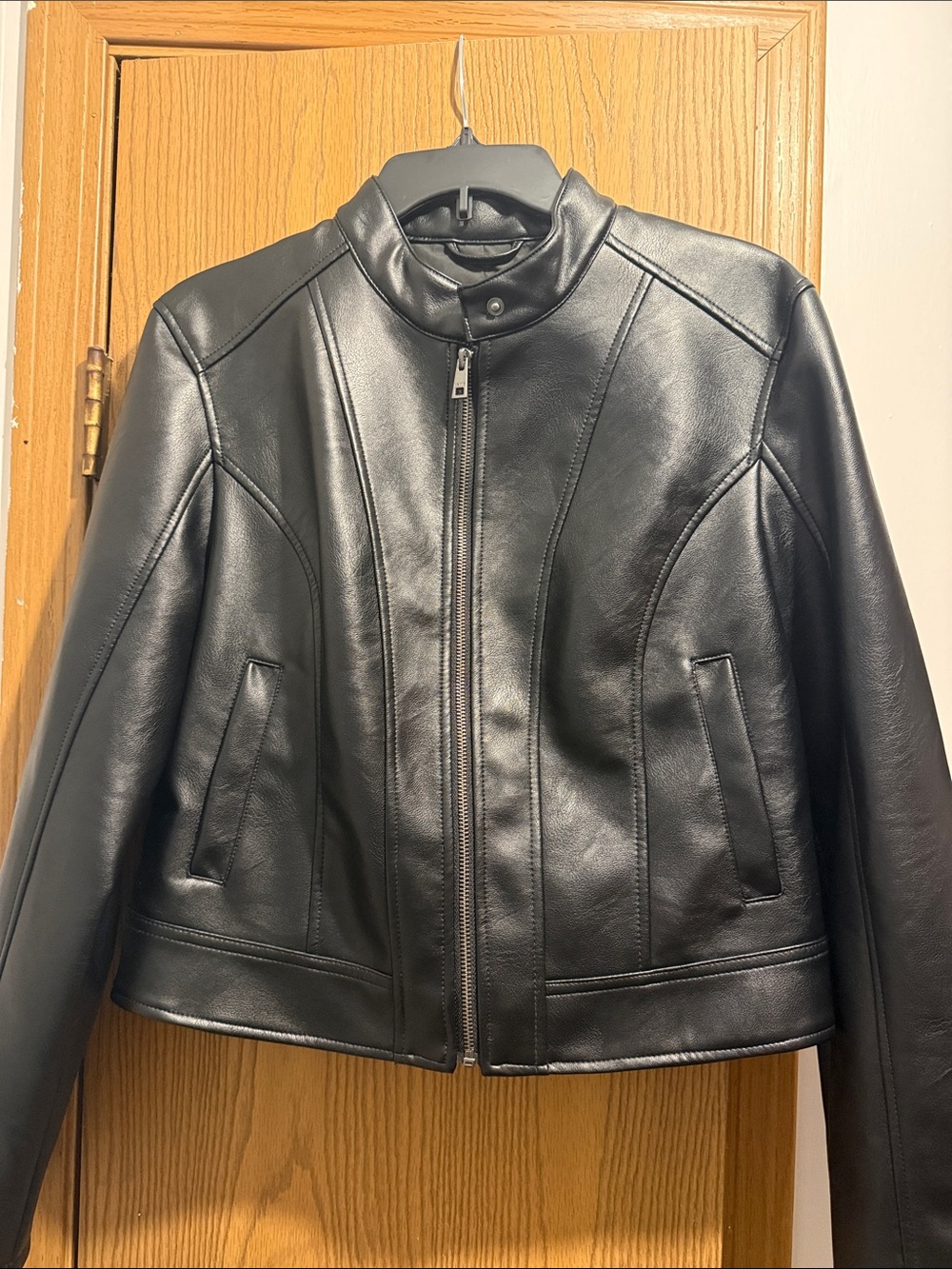 NWT! Levi's Black Faux Leather Zip-Front Moto Jacket